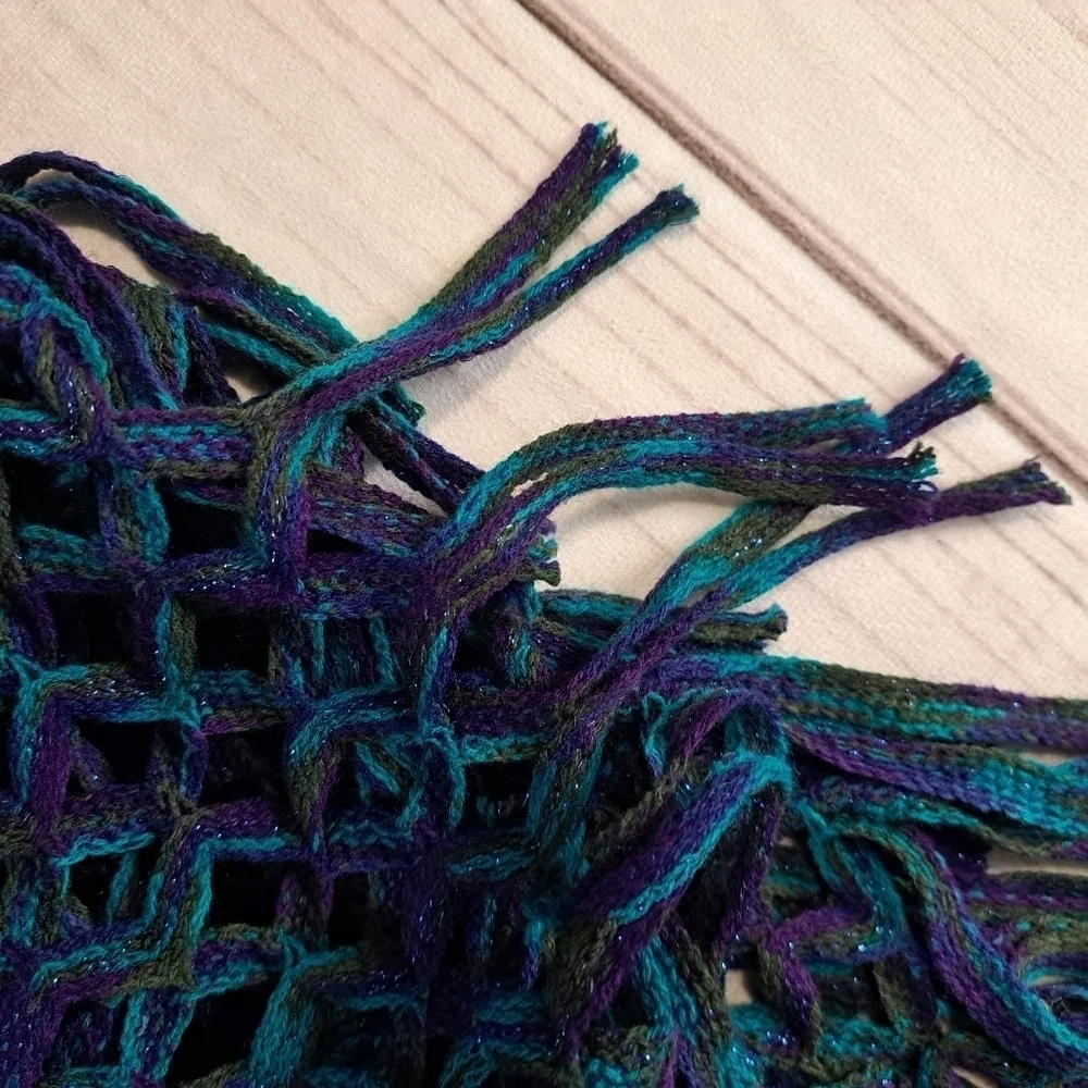 3 FOR $12 SALE Shimmering Open Lattice Look Infinity Scarf With Fringe
